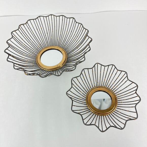 Mini Wall Mirrors with Metal Flower Floral Starburst Mid Century Modern - Picture 1 of 7